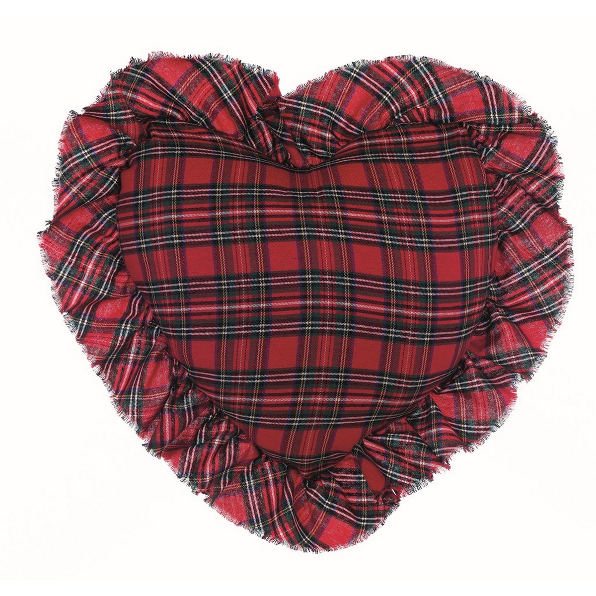 Cuscino a forma di cuore 50x50 tartan con frill - 2 colori